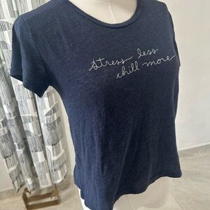 Abercrombie & Fitch Dark Blue Slogan Tee Stress Less Chill More